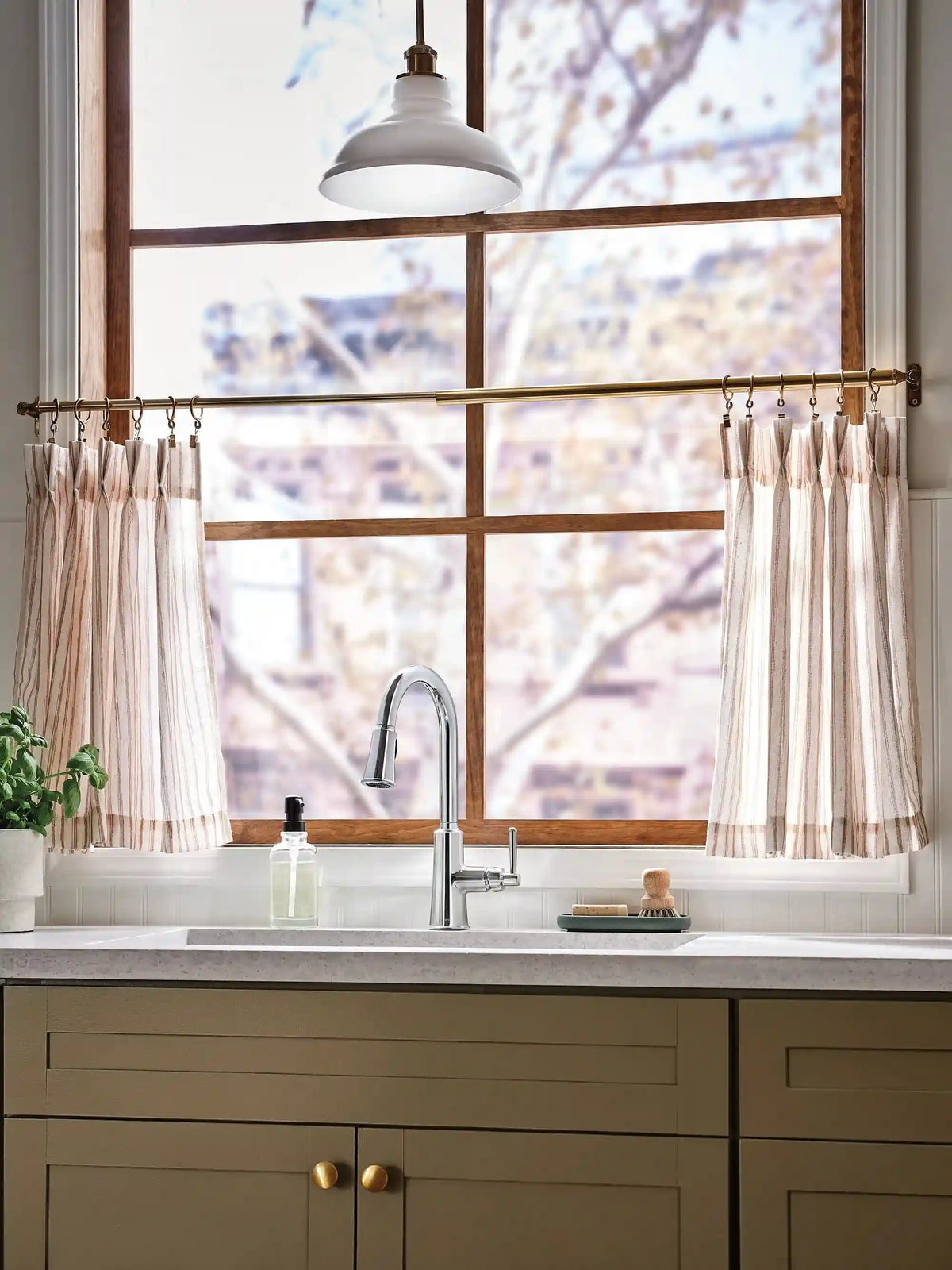Ember Chrome one-handle high arc pulldown kitchen faucet
