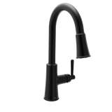 Ember Matte black one-handle high arc pulldown kitchen faucet