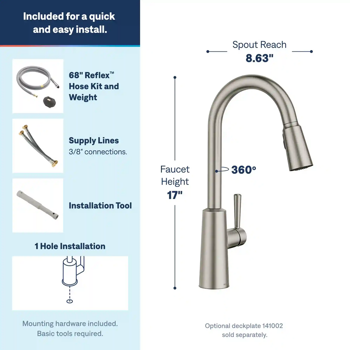 Riley One-Handle High Arc Pulldown Kitchen Faucet