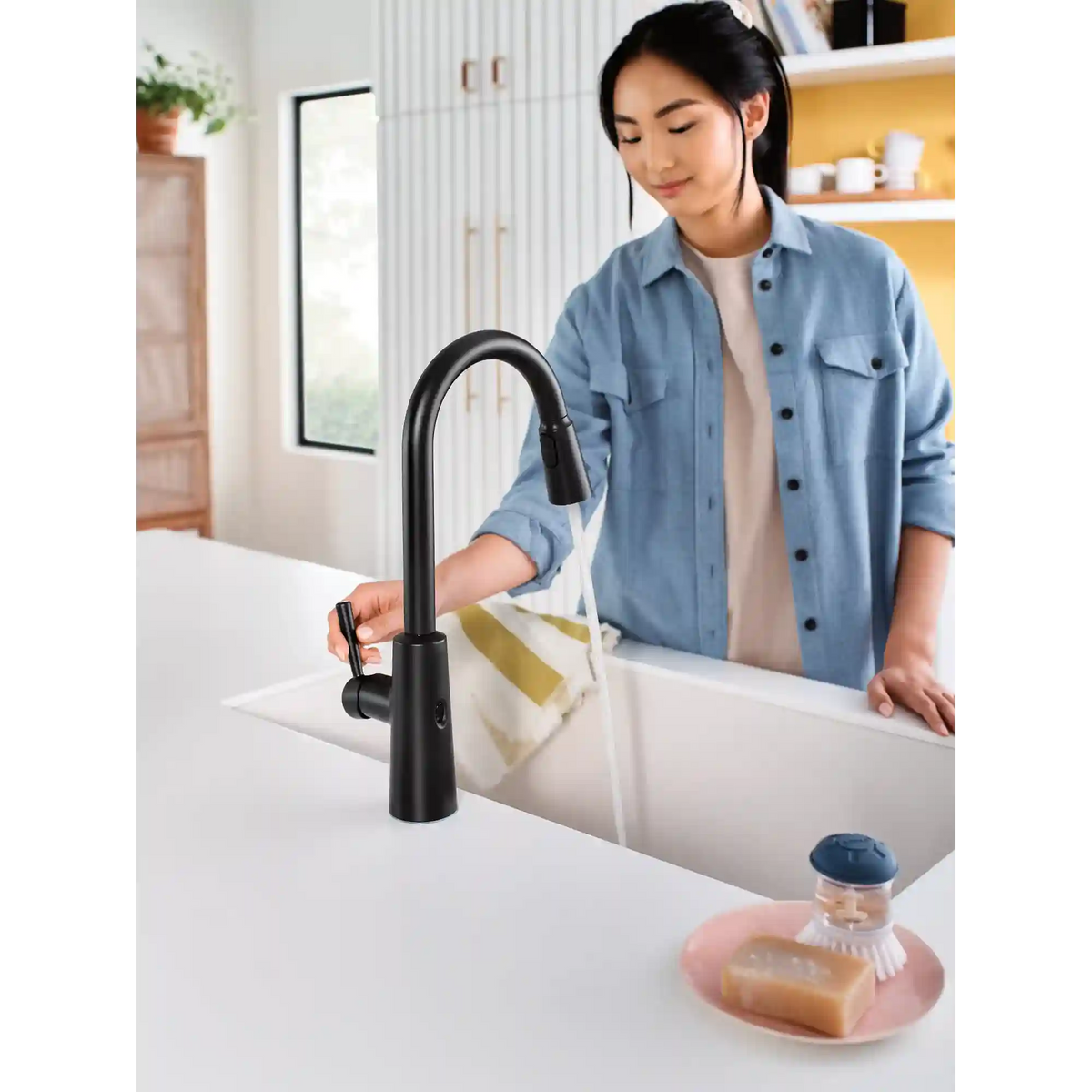 Riley MotionSense Wave One-Handle High Arc Pulldown Kitchen Faucet