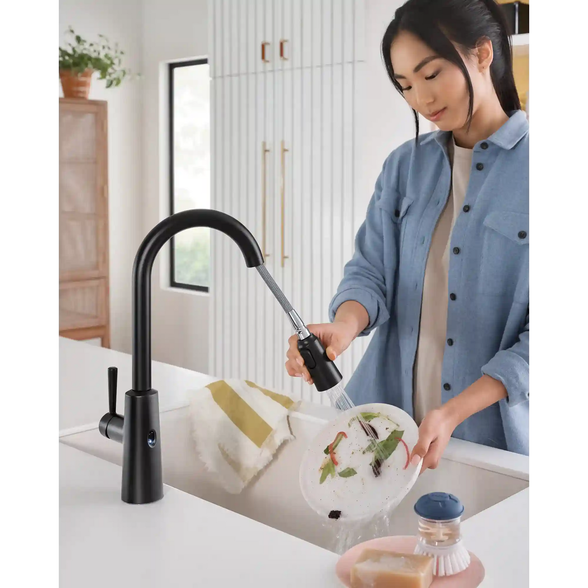 Riley MotionSense Wave One-Handle High Arc Pulldown Kitchen Faucet