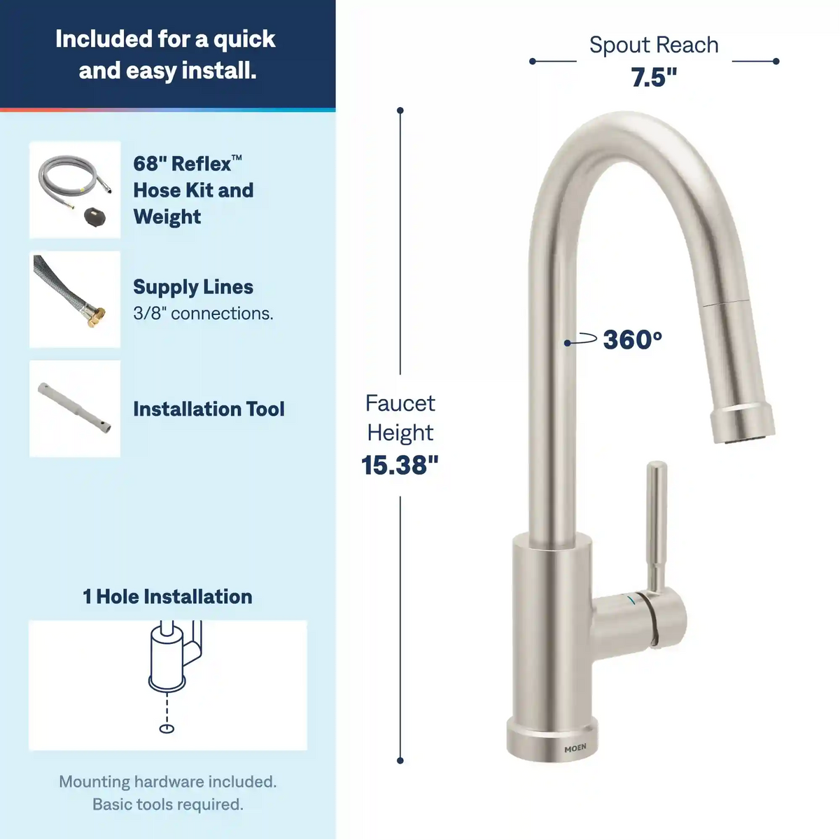 Kivo One-Handle High Arc Pulldown Kitchen Faucet