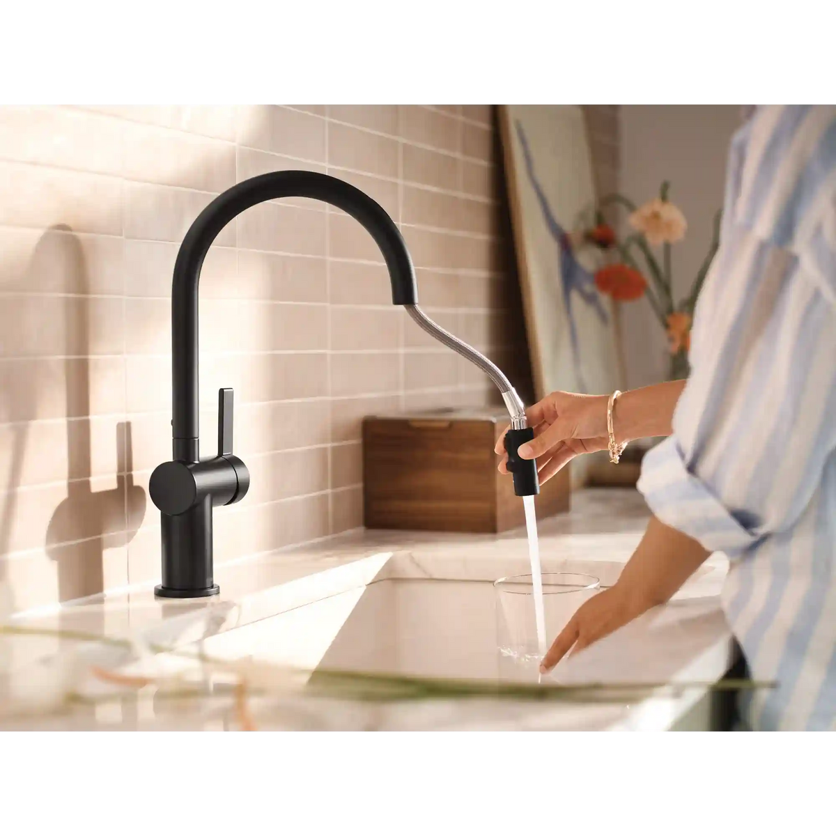 Cia Smart Faucet Voice Control One-Handle High Arc Pulldown Kitchen Faucet