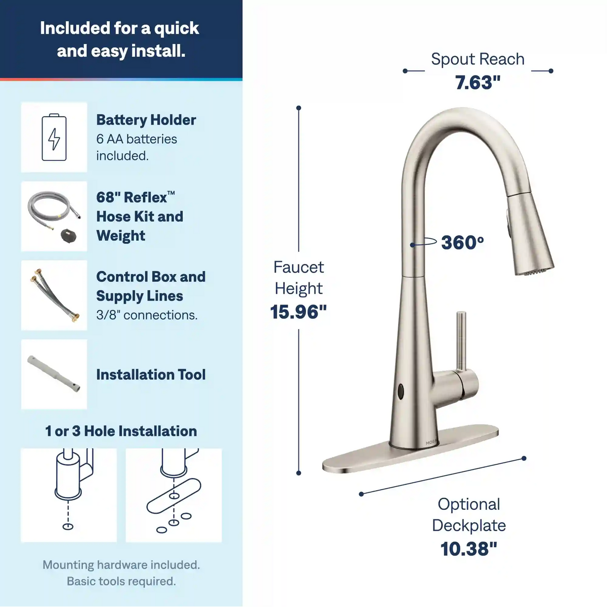Sleek MotionSense Wave One-Handle High Arc Single Sensor Pulldown Kitchen Faucet