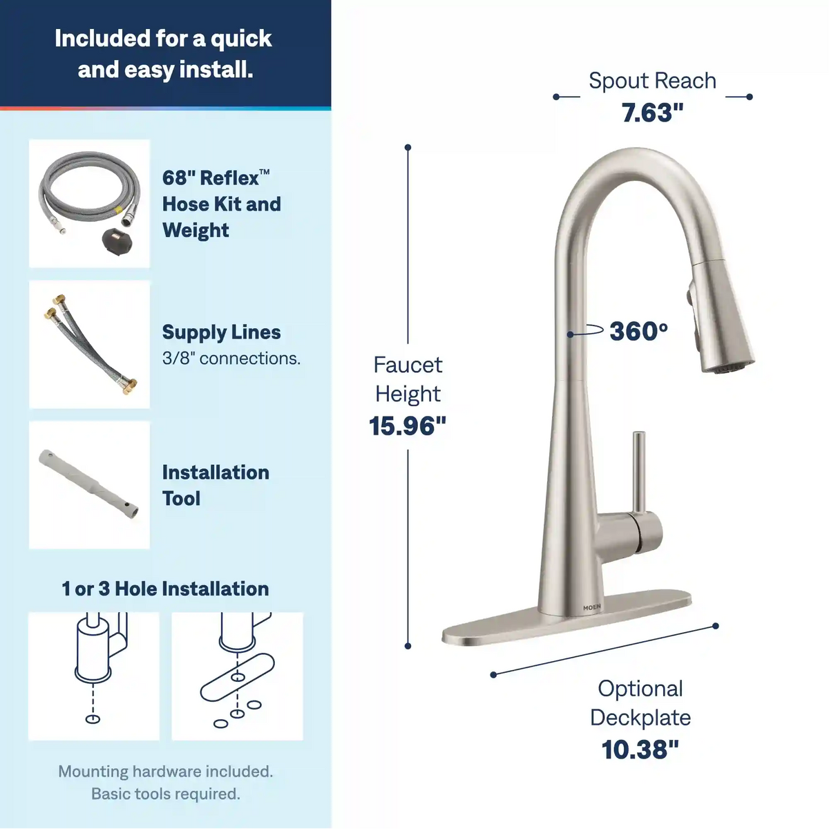 Sleek One-Handle High Arc Pulldown Kitchen Faucet