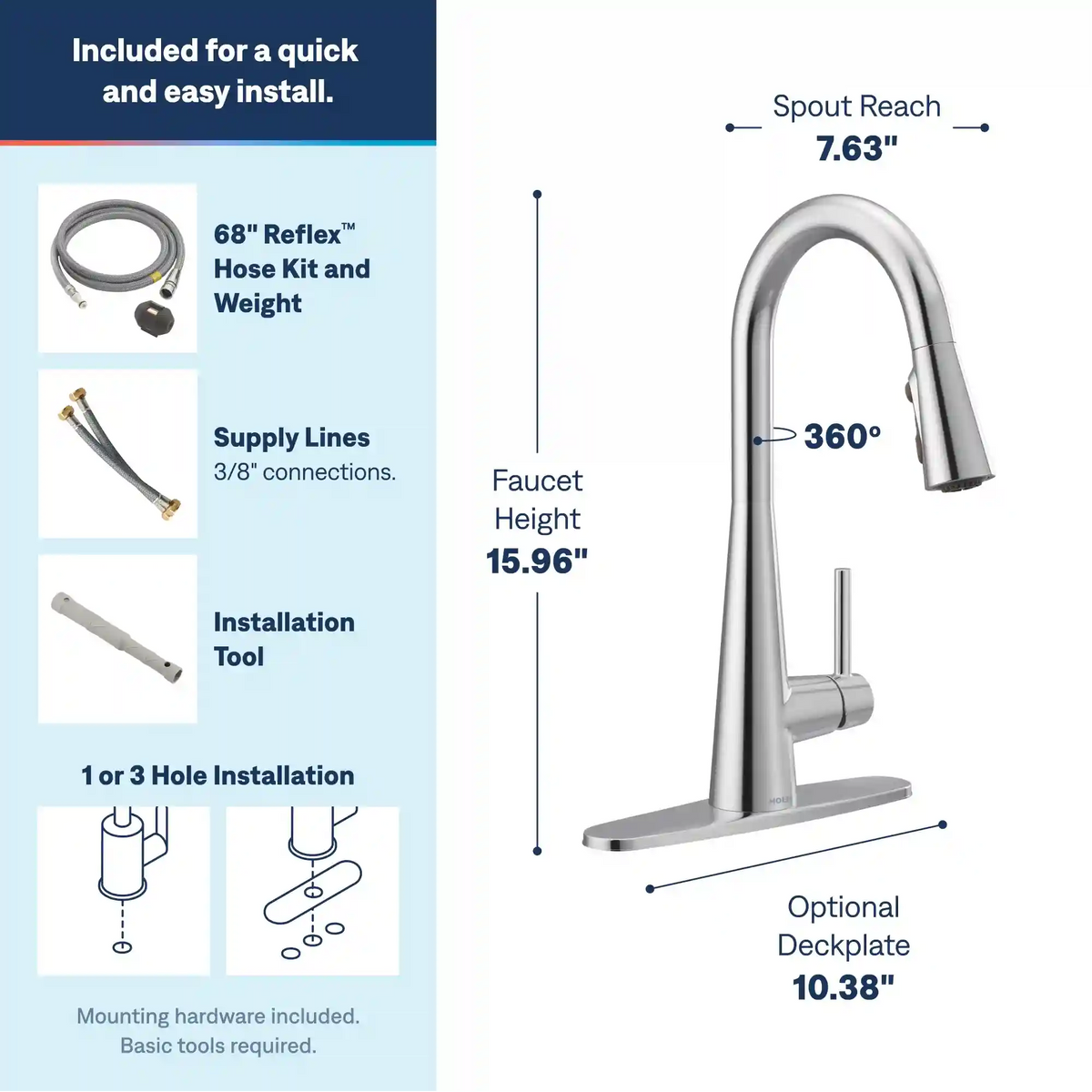 Sleek One-Handle High Arc Pulldown Kitchen Faucet