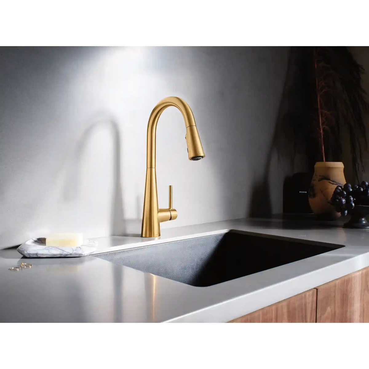 Sleek One-Handle High Arc Pulldown Kitchen Faucet