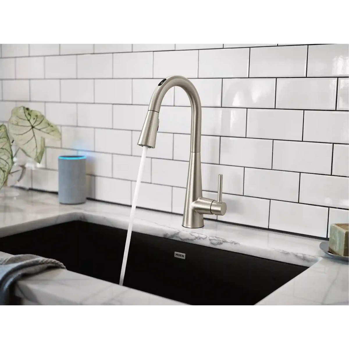 Sleek Smart Faucet Voice Control One-Handle High Arc Pulldown Kitchen Faucet
