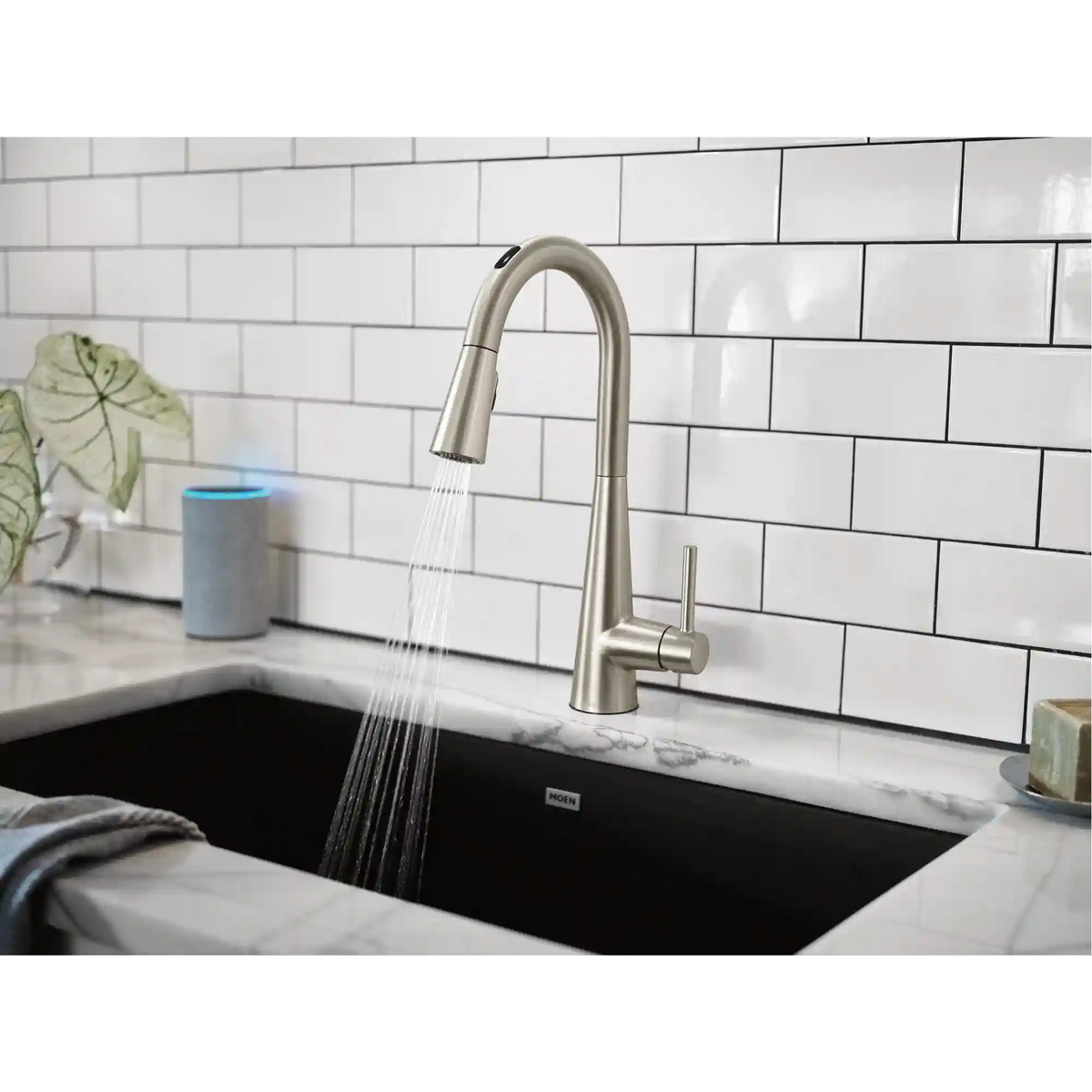 Sleek Smart Faucet Voice Control One-Handle High Arc Pulldown Kitchen Faucet