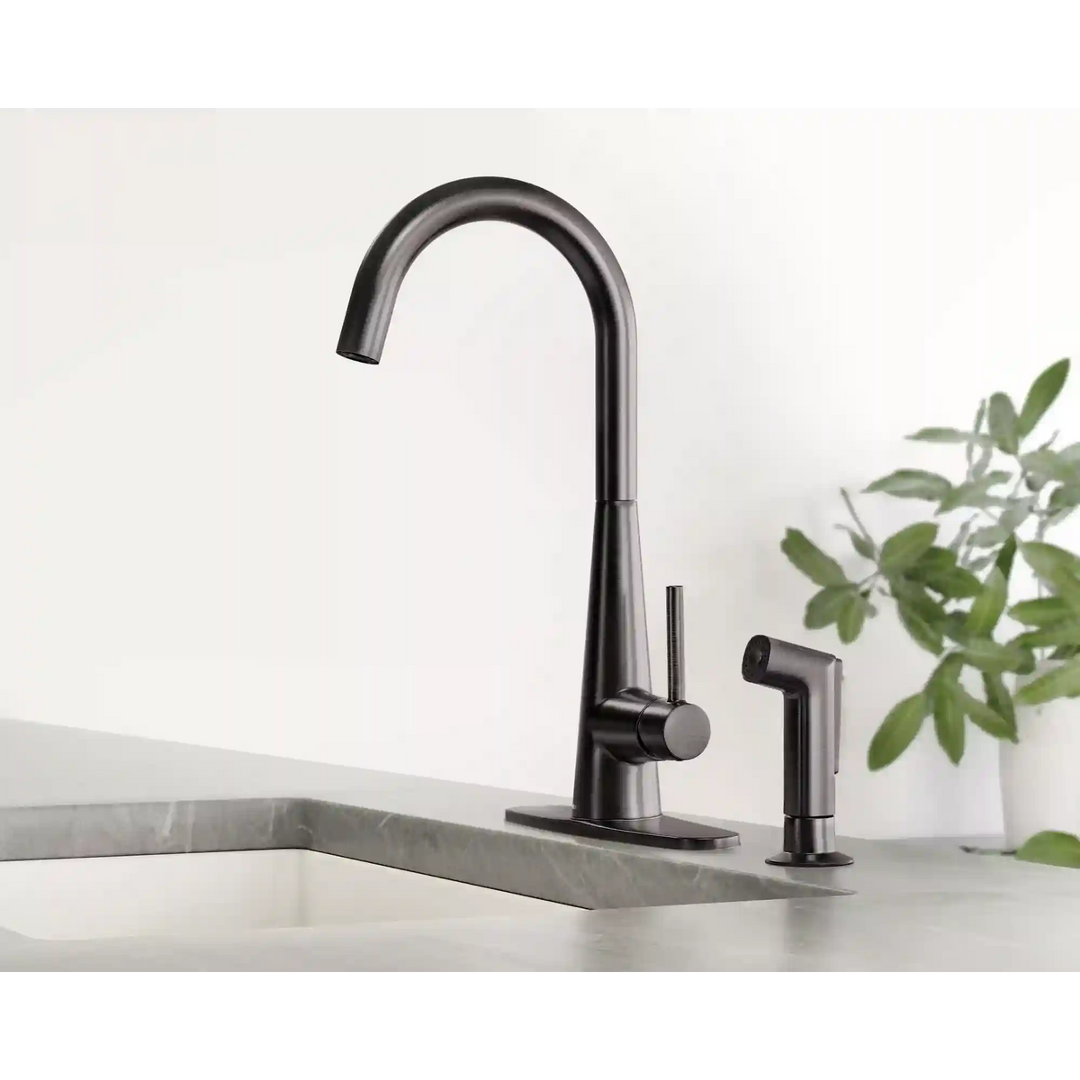 Sleek One-Handle High Arc Pulldown Kitchen Faucet