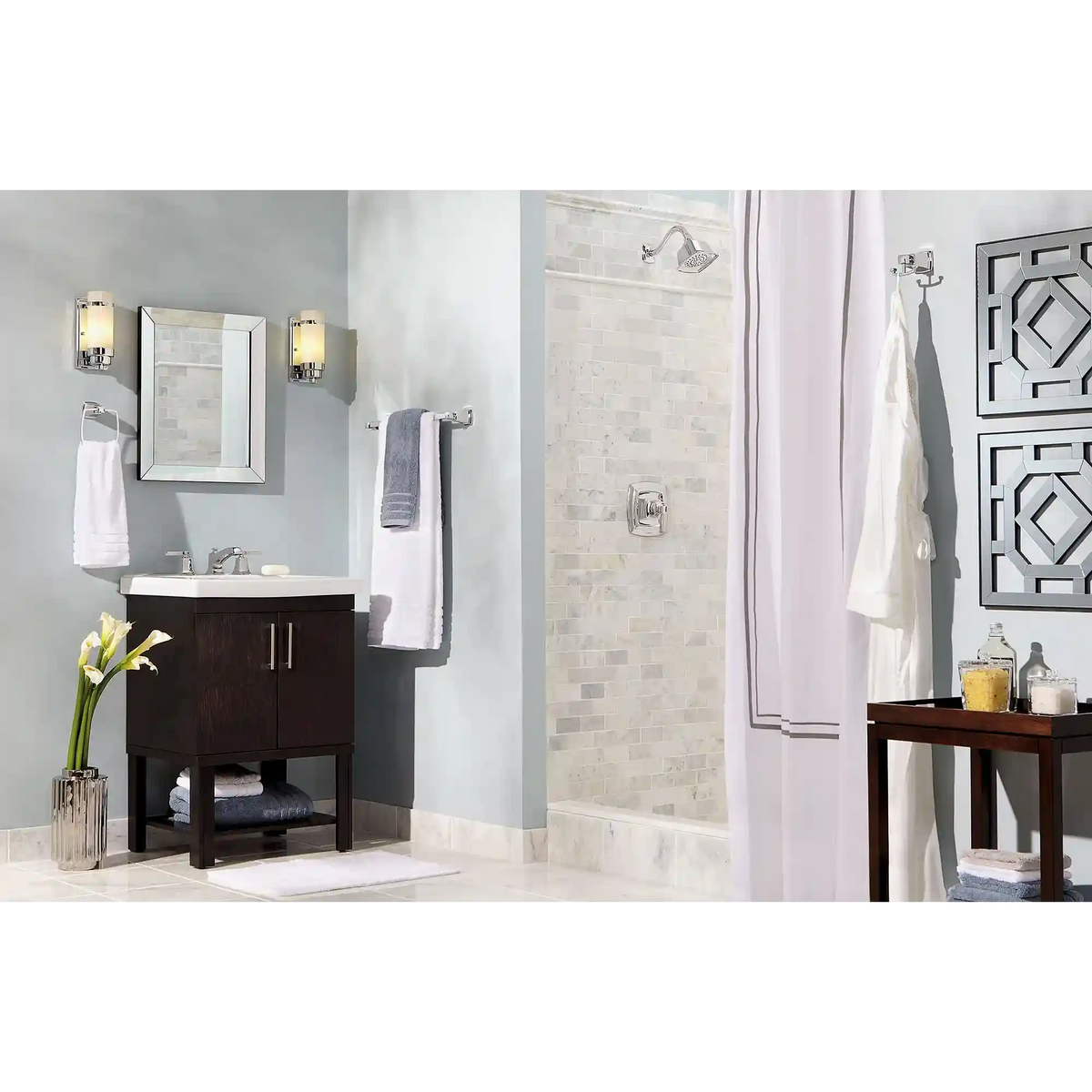 Boardwalk Two-Handle Low Arc Bathroom Faucet