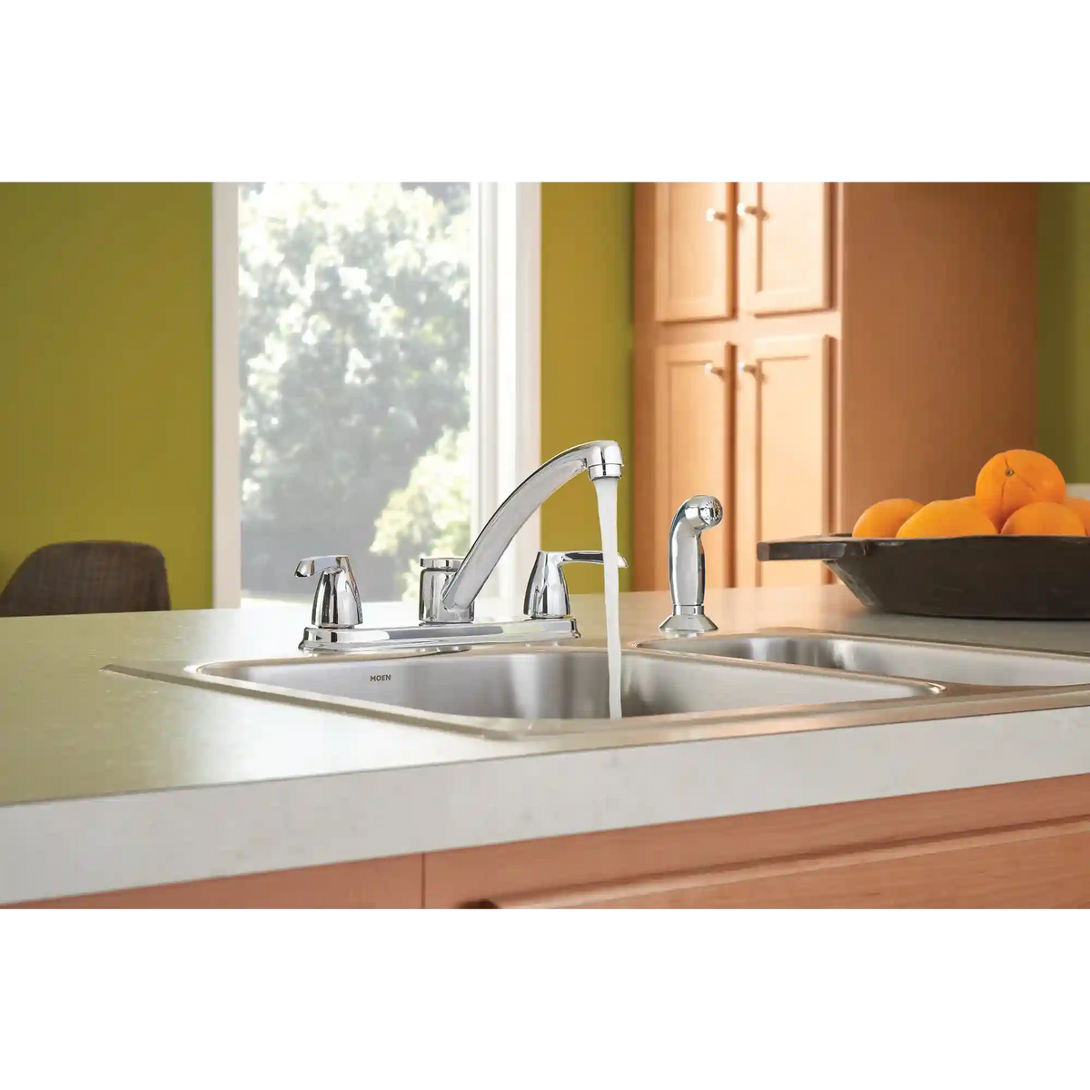 Adler Two-Handle Low Arc Kitchen Faucet with Optional Knob Or Lever Handles
