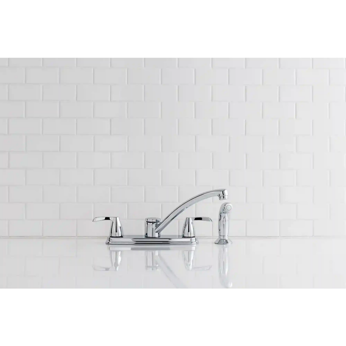 Adler Two-Handle Low Arc Kitchen Faucet with Optional Knob Or Lever Handles