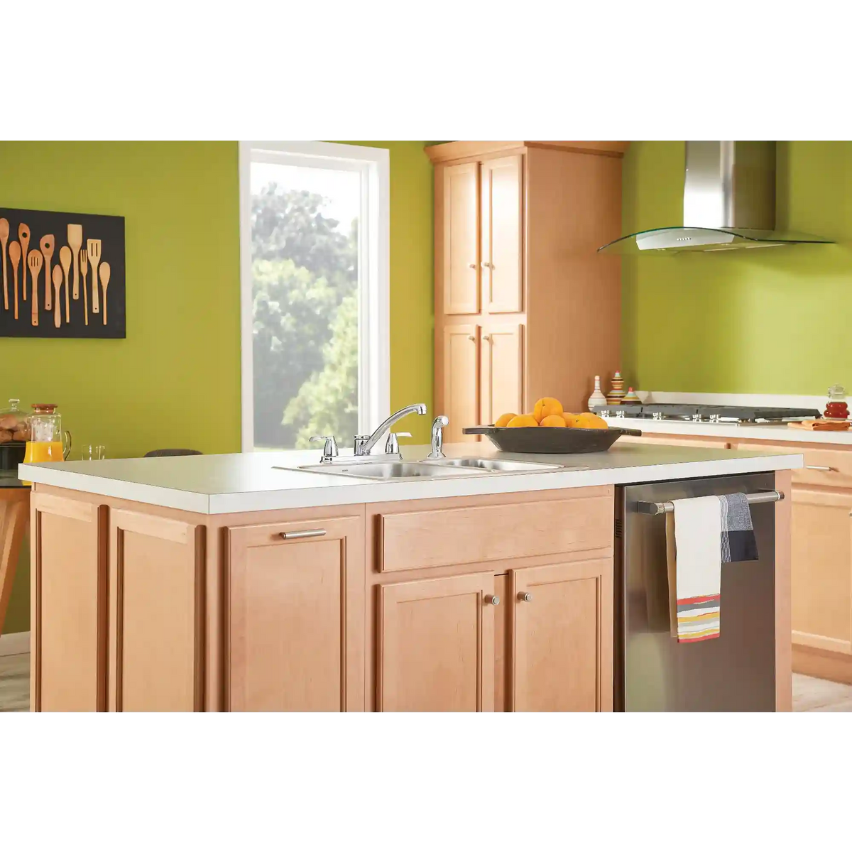 Adler Two-Handle Low Arc Kitchen Faucet with Optional Knob Or Lever Handles
