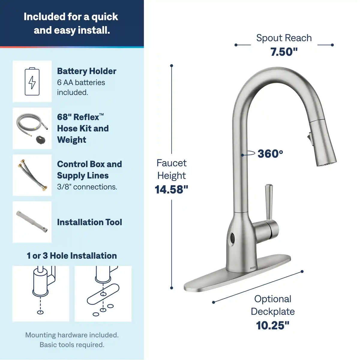 Adler MotionSense Wave Single Sensor One-Handle High Arc Pulldown Kitchen Faucet