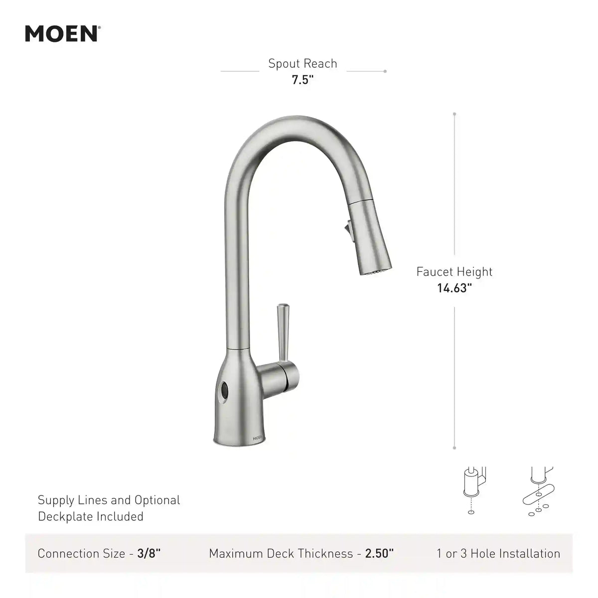 Adler MotionSense Wave Single Sensor One-Handle High Arc Pulldown Kitchen Faucet