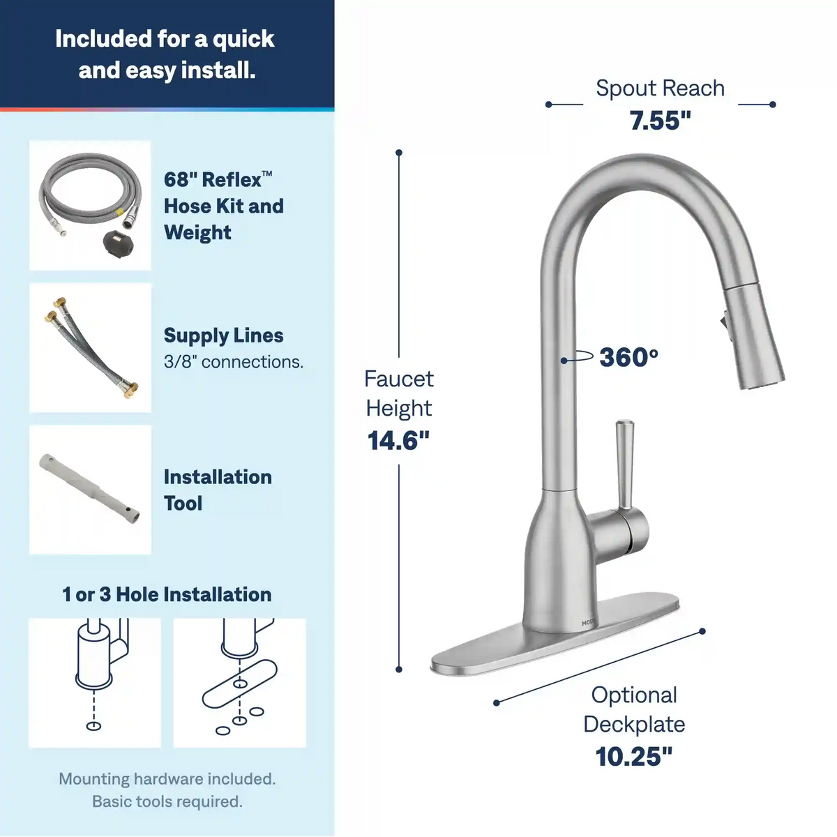 Adler One-Handle High Arc Pulldown Kitchen Faucet