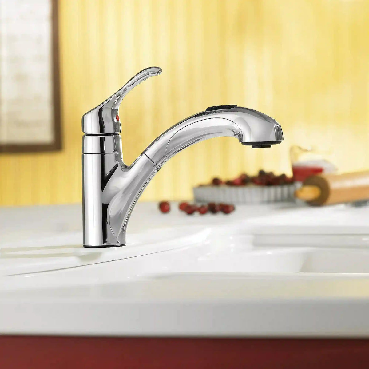 Renzo One-Handle Low Arc Pullout Kitchen Faucet