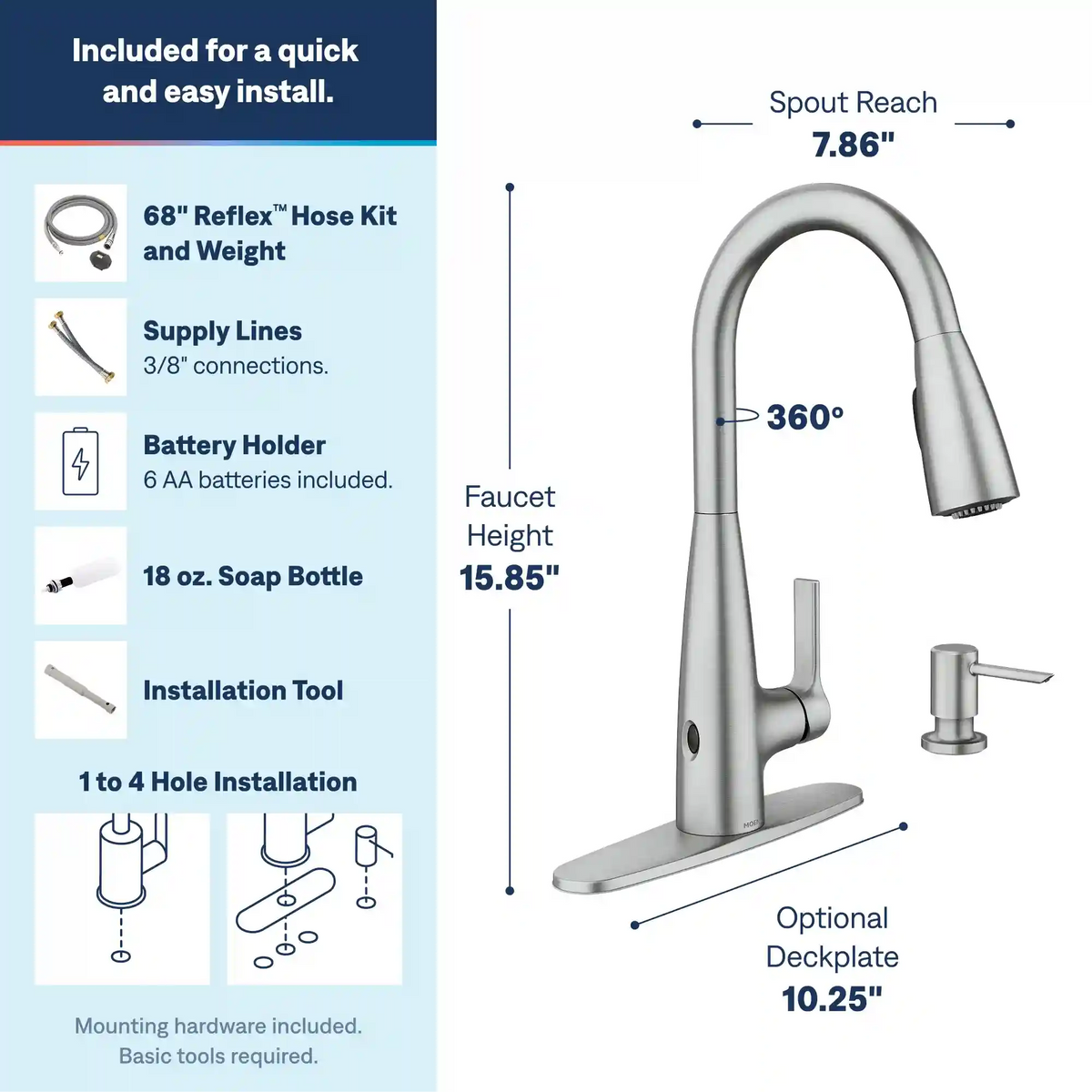 Haelyn MotionSense Wave Single Sensor One-Handle High Arc Pulldown Kitchen Faucet
