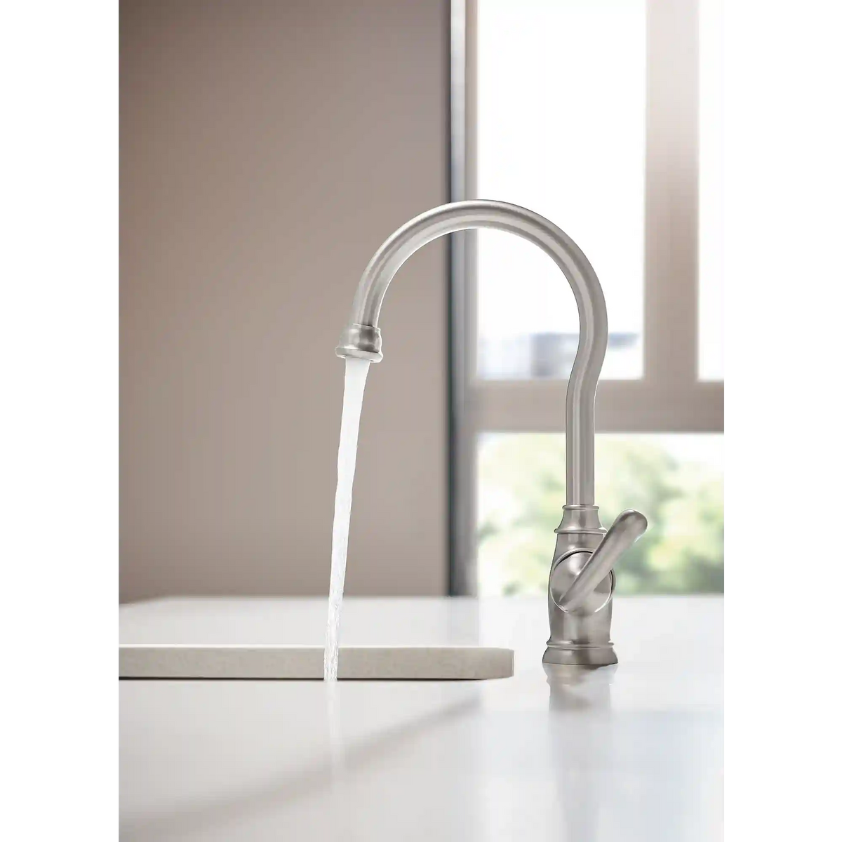 Anabelle Spot resist stainless/softgrip one-handle high arc single mount bar faucet