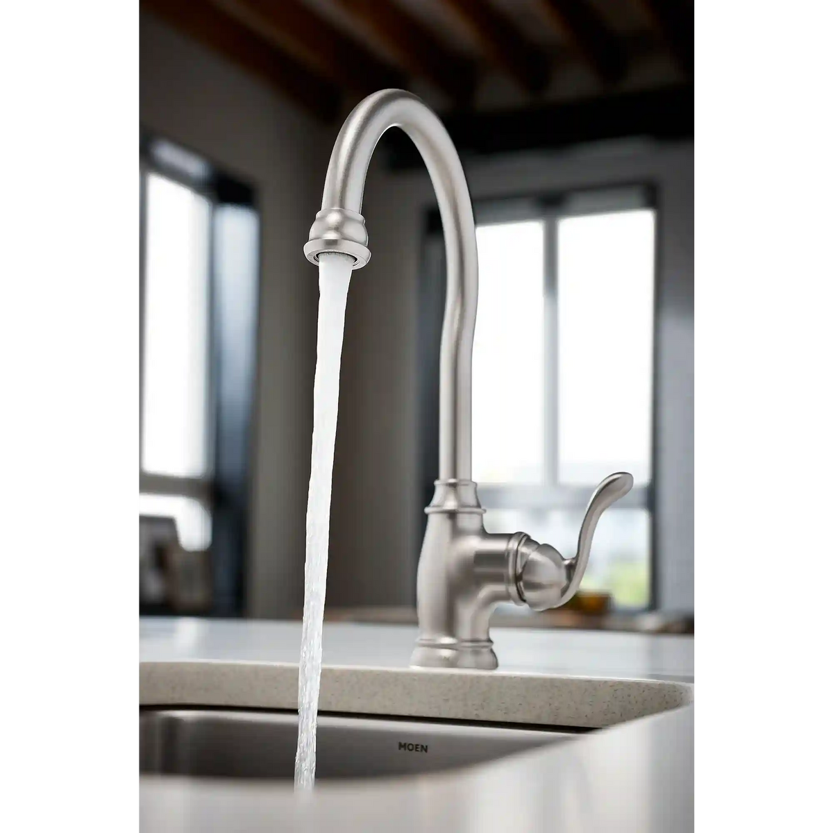 Anabelle Spot resist stainless/softgrip one-handle high arc single mount bar faucet
