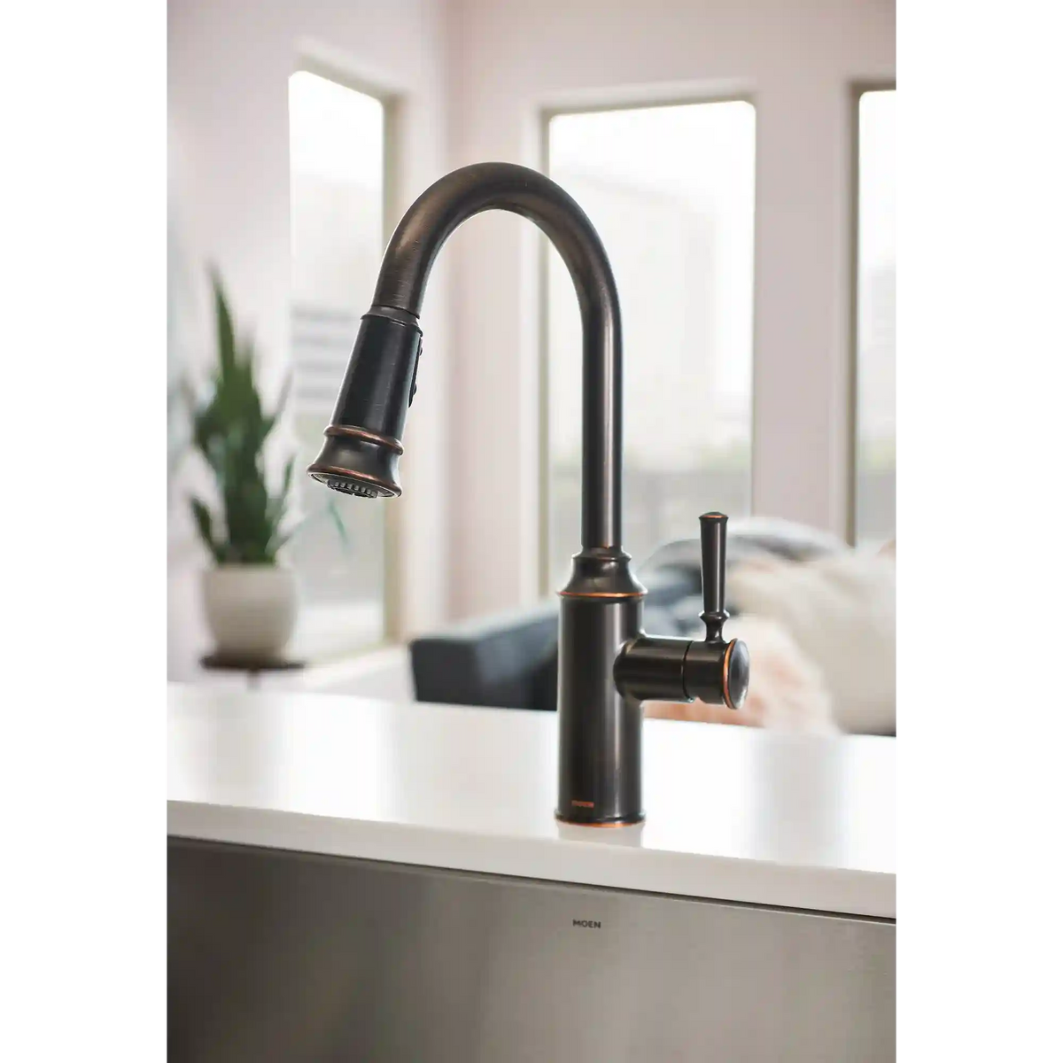 Glenshire Chrome one-handle high arc pulldown kitchen faucet