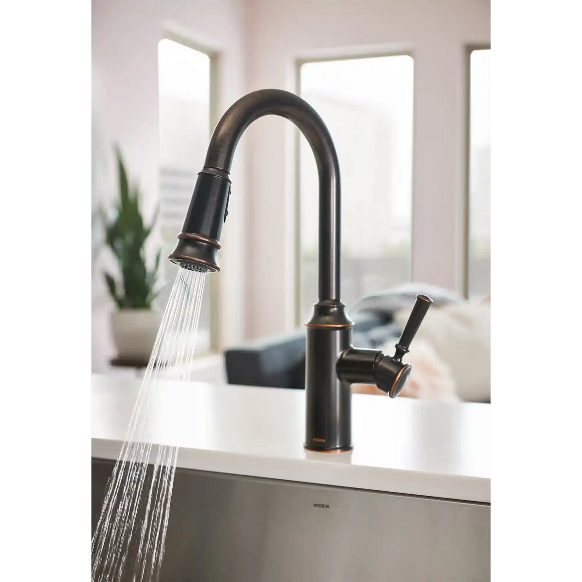 Glenshire Chrome one-handle high arc pulldown kitchen faucet