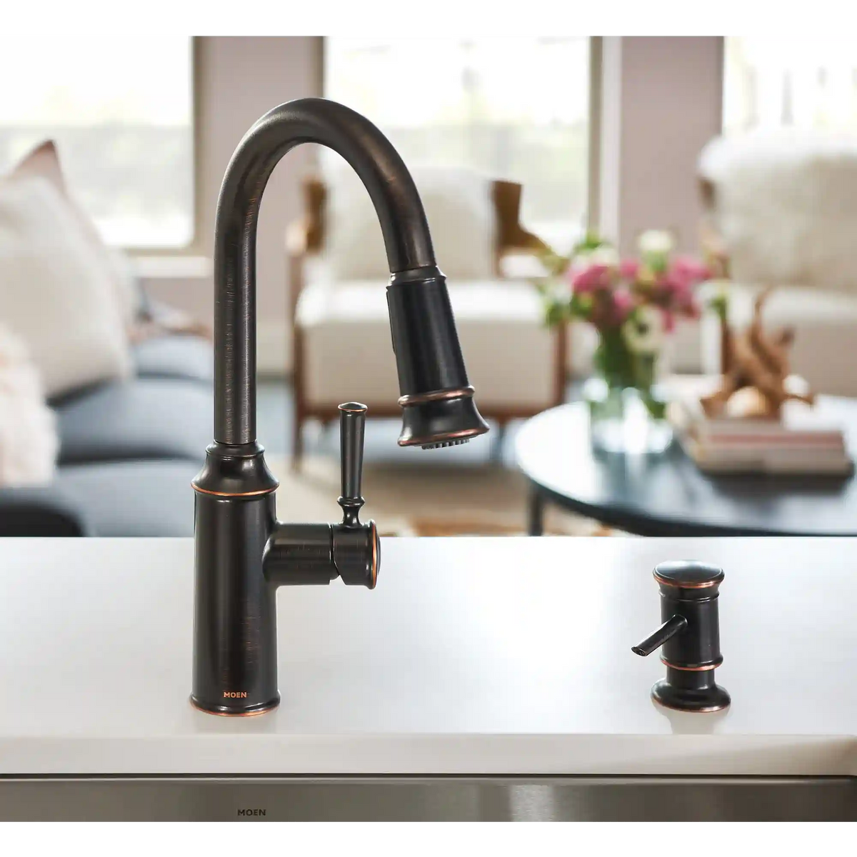 Glenshire Chrome one-handle high arc pulldown kitchen faucet