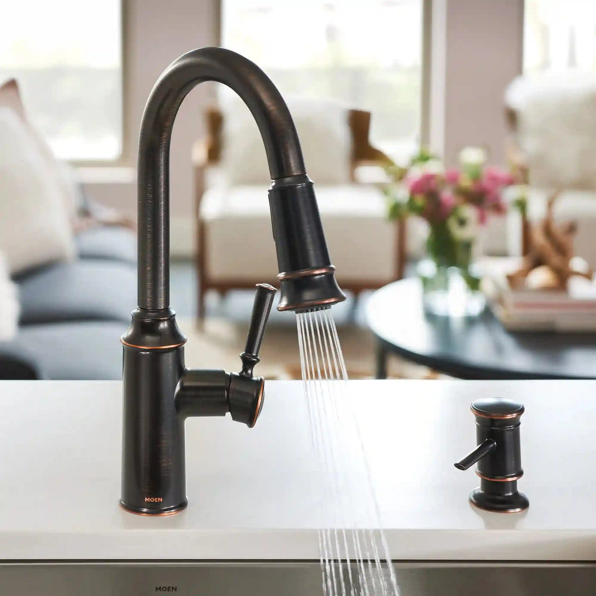 Glenshire Chrome one-handle high arc pulldown kitchen faucet