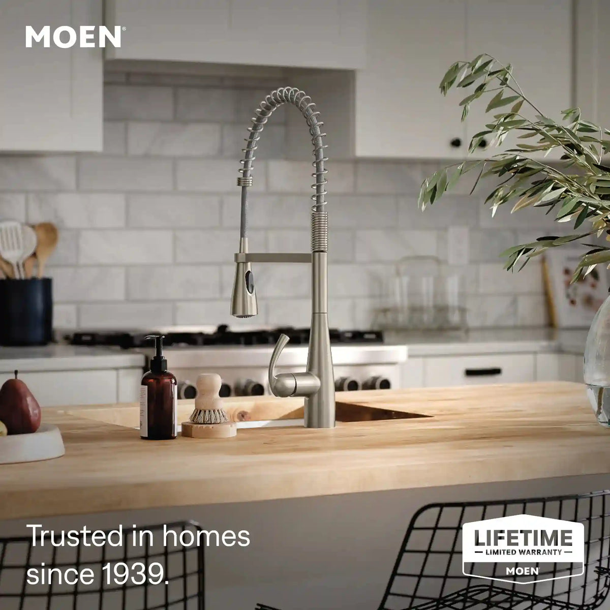 Essie One-Handle High Arc Pre-Rinse Spring Pulldown Kitchen Faucet