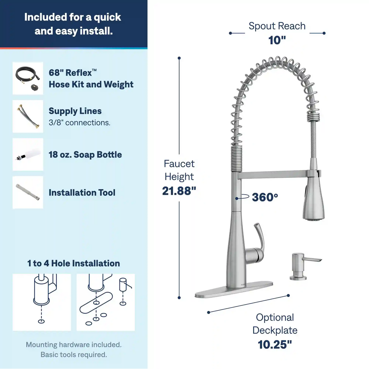 Essie One-Handle High Arc Pre-Rinse Spring Pulldown Kitchen Faucet
