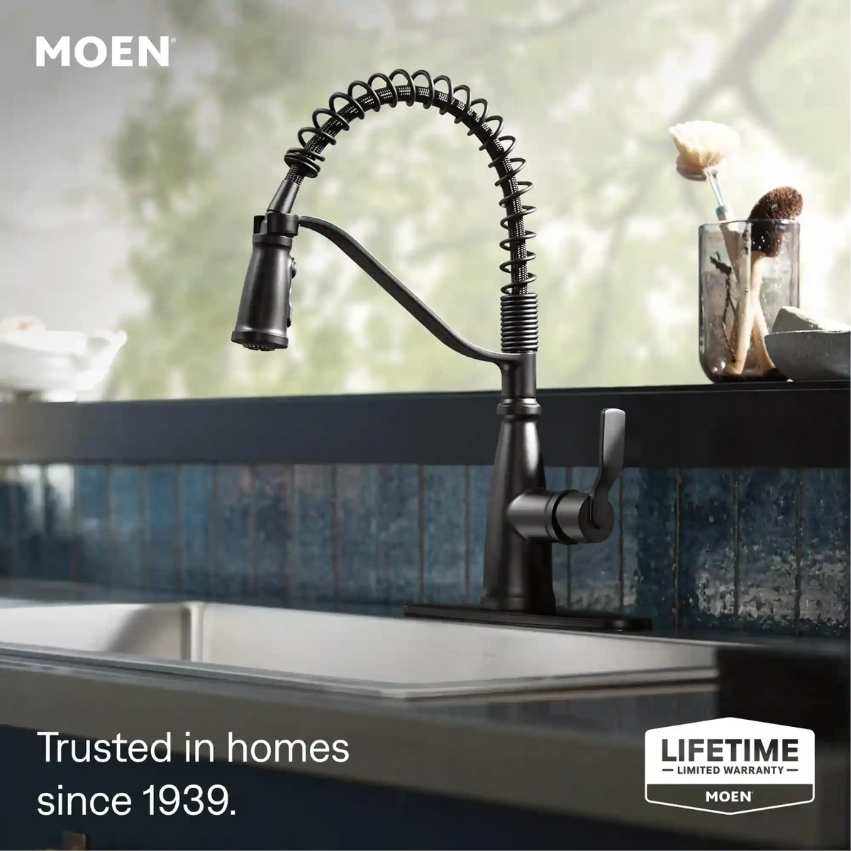 Nolia One-Handle High Arc Pre-Rinse Spring Pulldown Kitchen Faucet