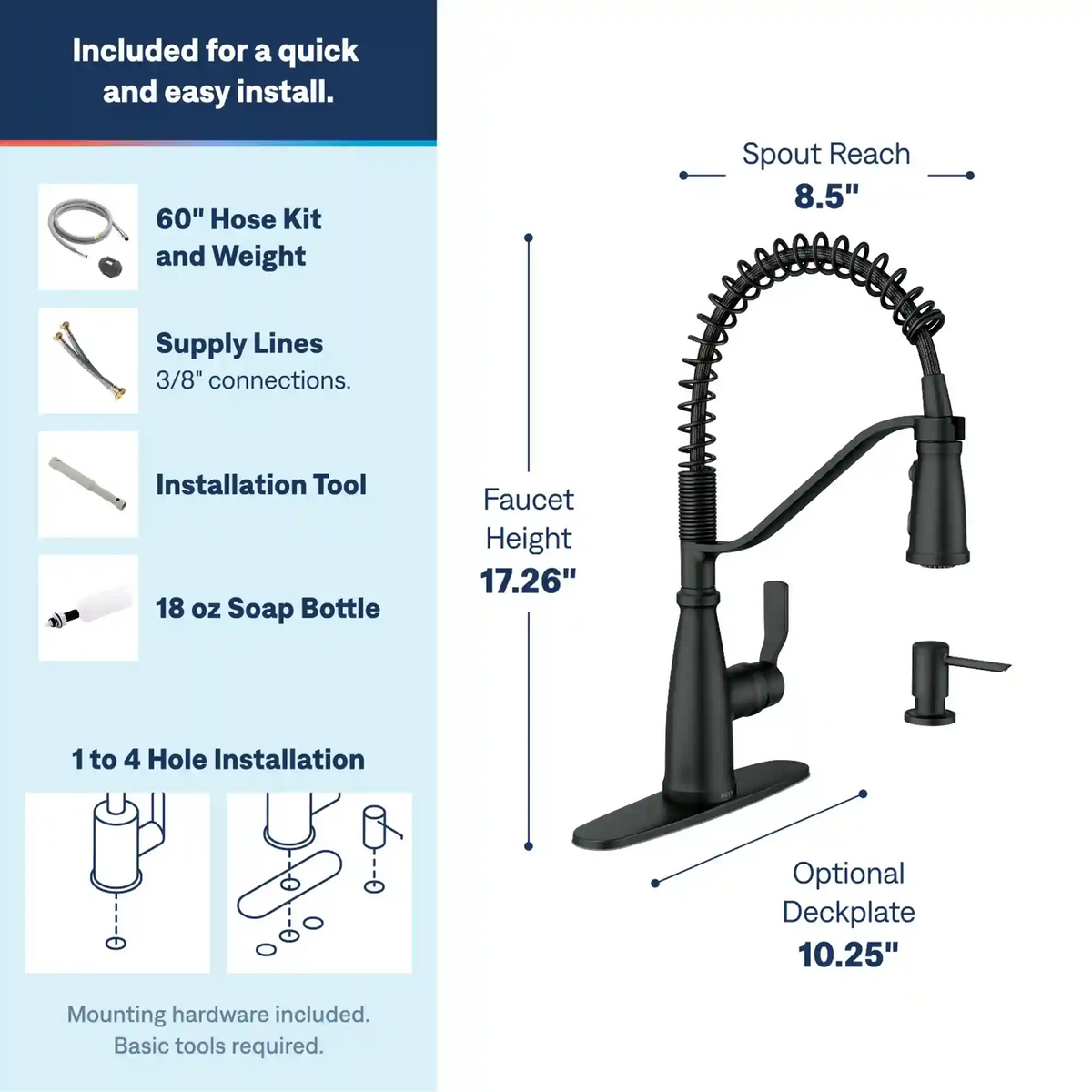 Nolia One-Handle High Arc Pre-Rinse Spring Pulldown Kitchen Faucet
