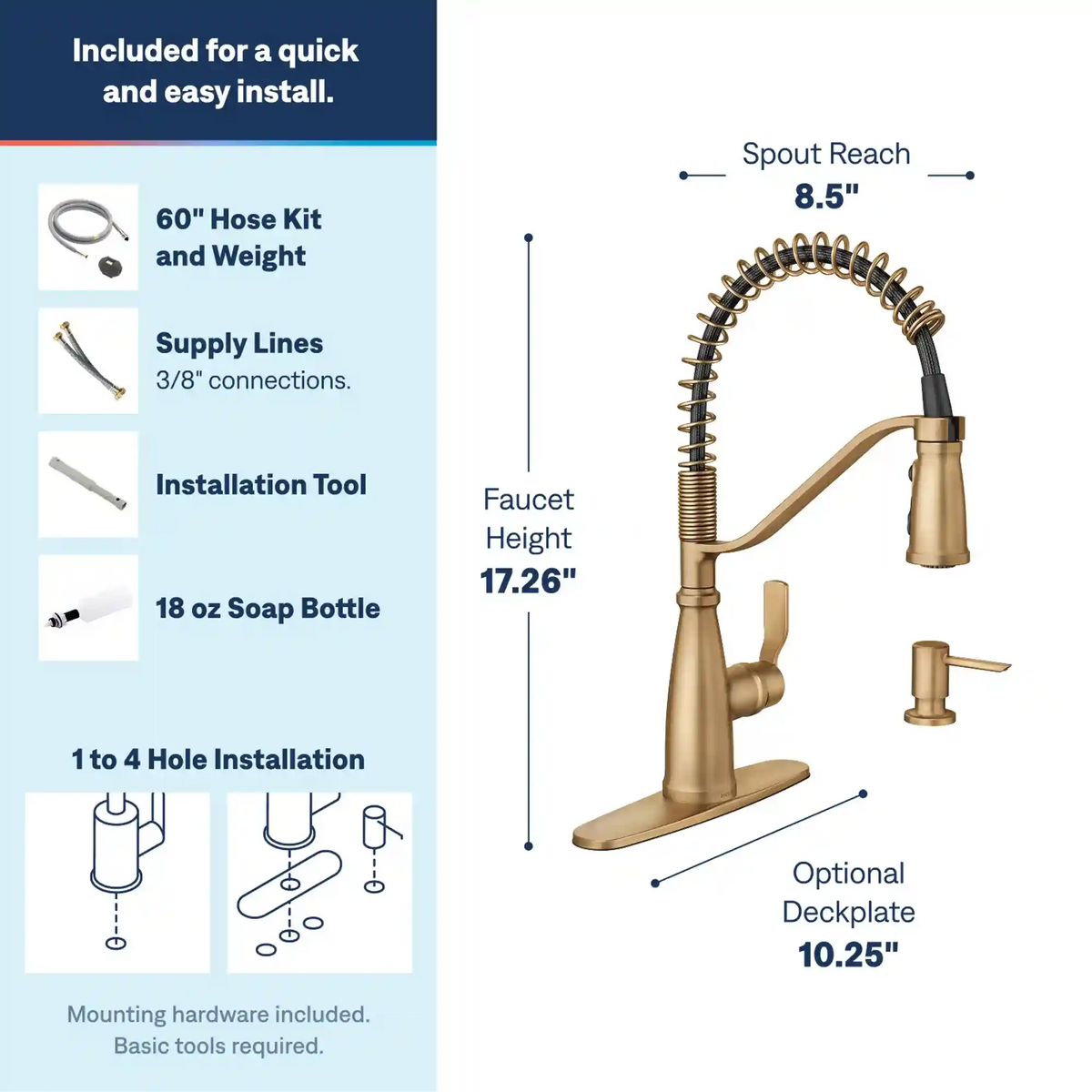 Nolia One-Handle High Arc Pre-Rinse Spring Pulldown Kitchen Faucet