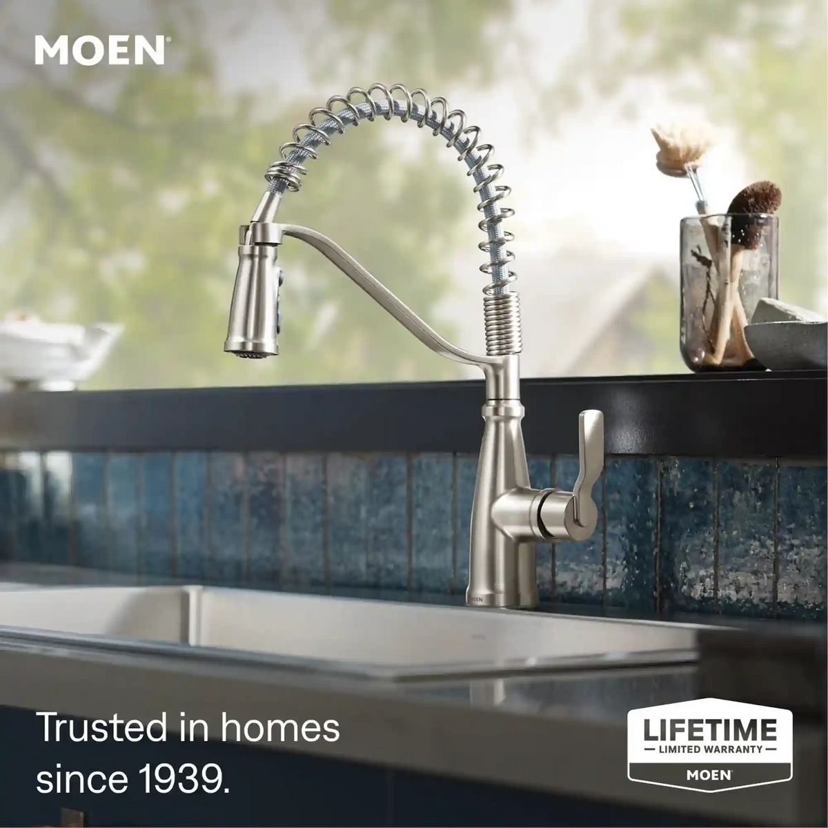 Nolia One-Handle High Arc Pre-Rinse Spring Pulldown Kitchen Faucet