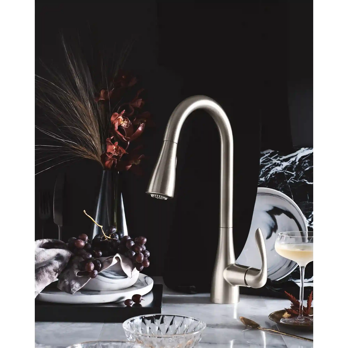 Georgene One-Handle High Arc Pulldown Kitchen Faucet