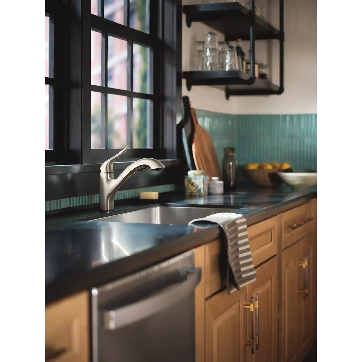Koa One-Handle Low Arc Pullout Kitchen Faucet