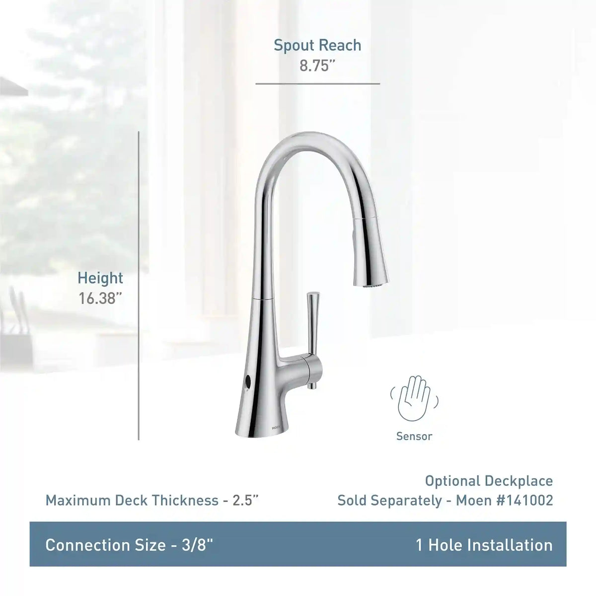 Kurv MotionSense Wave One-Handle High Arc Single Sensor Pulldown Kitchen Faucet