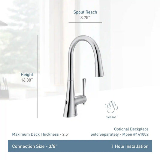 Kurv MotionSense Wave One-Handle High Arc Single Sensor Pulldown Kitchen Faucet