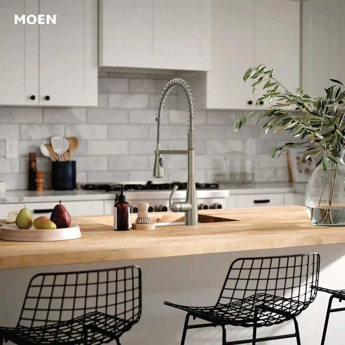 Essie One-Handle High Arc Pre-Rinse Spring Pulldown Kitchen Faucet