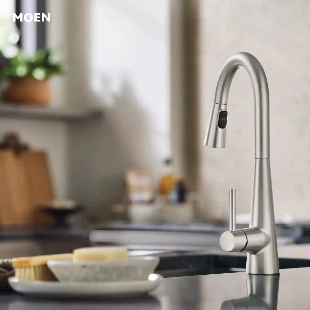 Sleek MotionSense Wave One-Handle High Arc Single Sensor Pulldown Kitchen Faucet