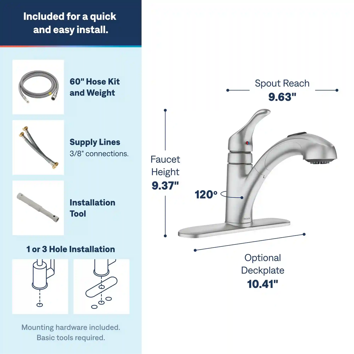 Renzo One-Handle Low Arc Pullout Kitchen Faucet