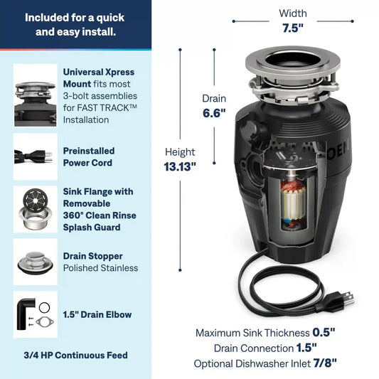 EX Series Host™ Series 3/4 Horsepower Improved Installation Garbage Disposal