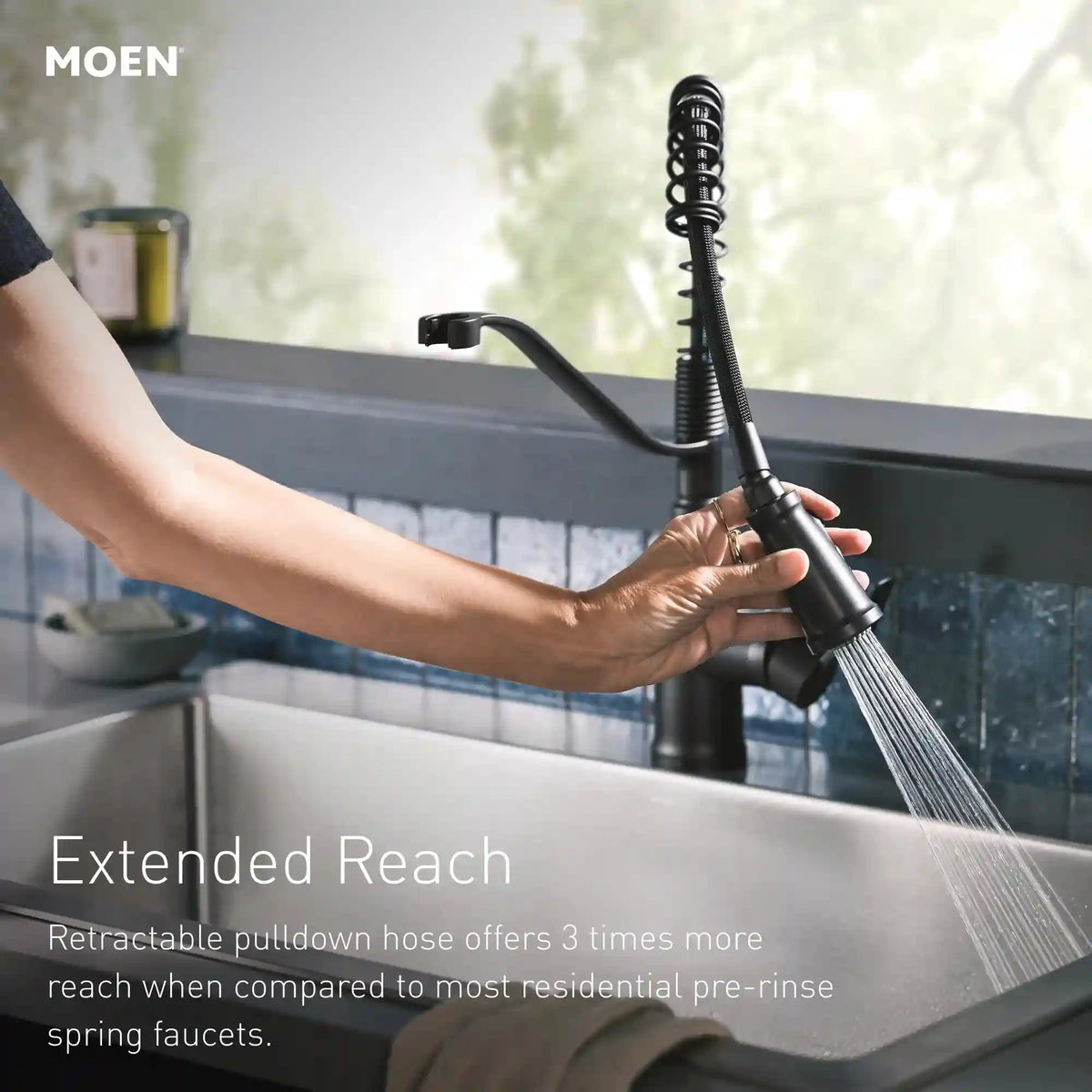 Nolia One-Handle High Arc Pre-Rinse Spring Pulldown Kitchen Faucet