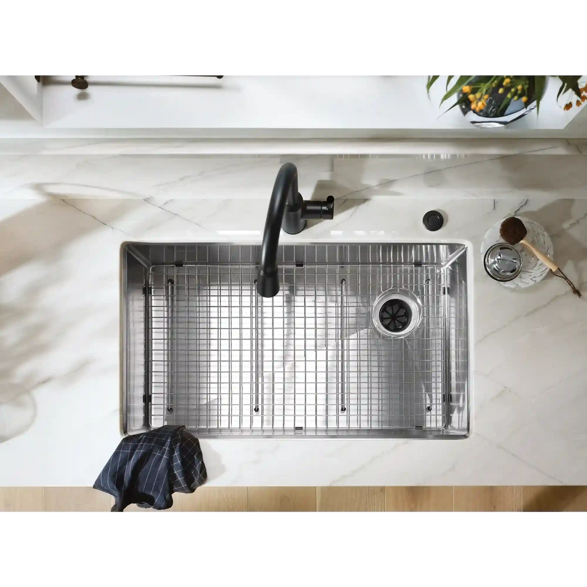 Luxe Chef™ 33” Workstation System Steel Dual Mount Single Bowl Sink