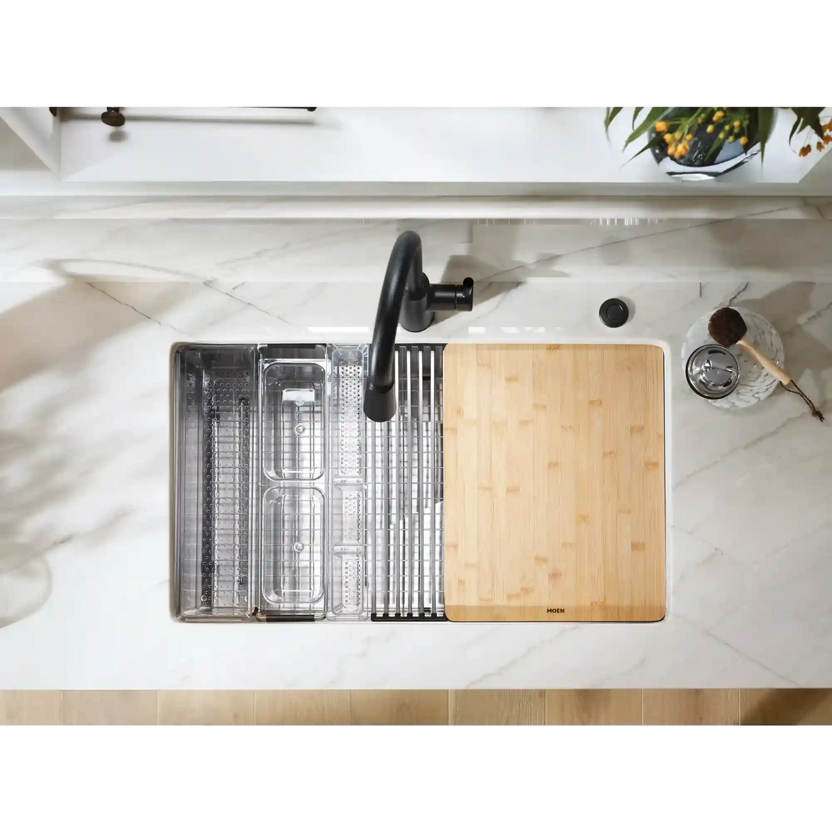 Luxe Chef™ 33” Workstation System Steel Dual Mount Double Bowl Sink
