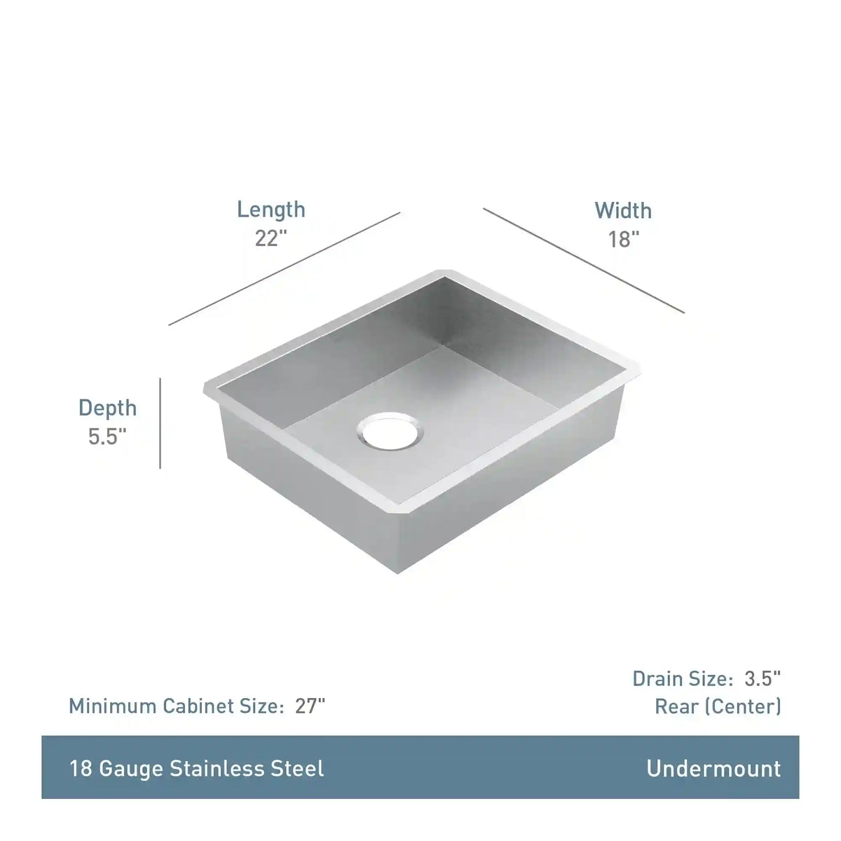 Prep 22" Steel Undermount Single Bowl Sink