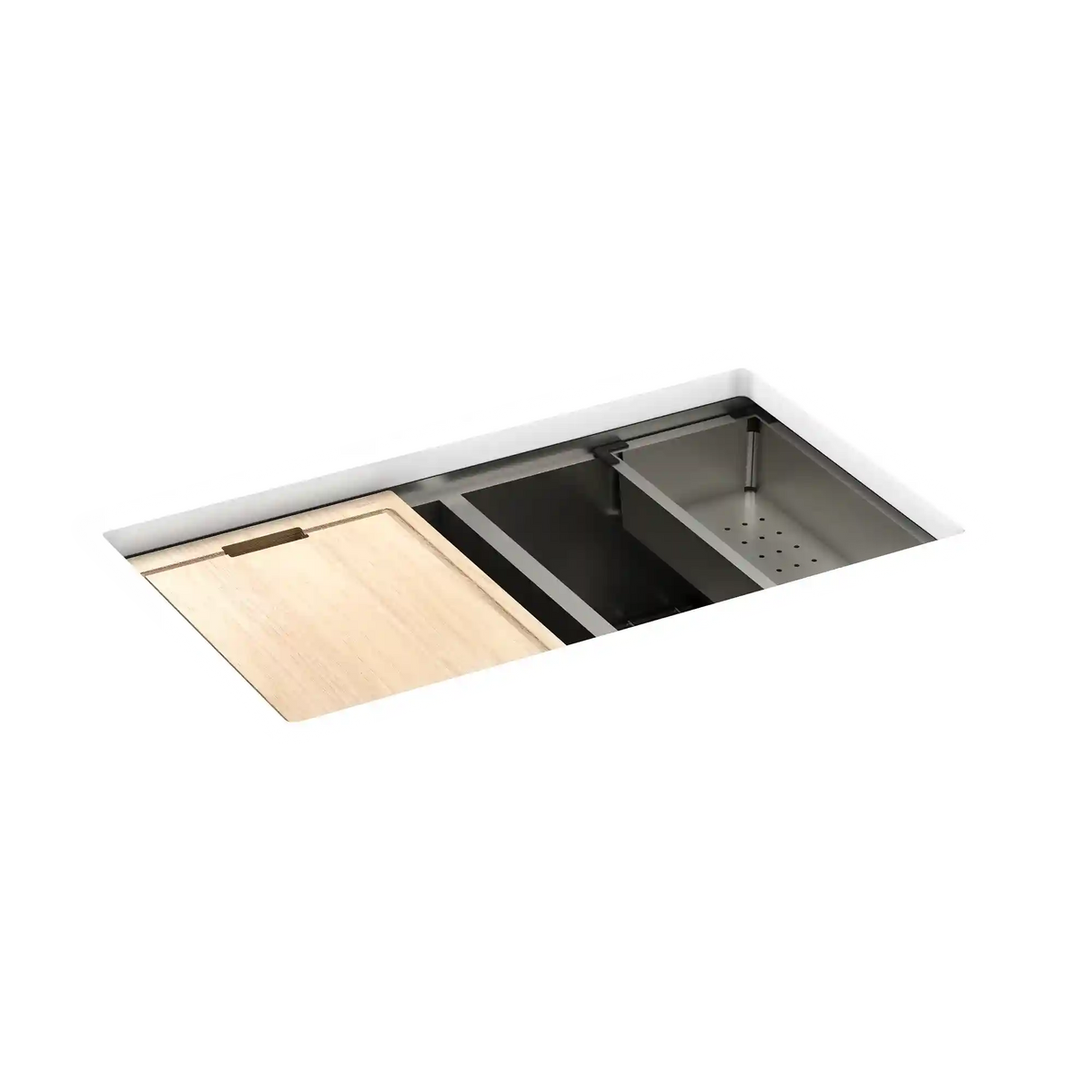 Luxe Chef 33" Workstation Steel Undermount Double Bowl Sink with Accessories