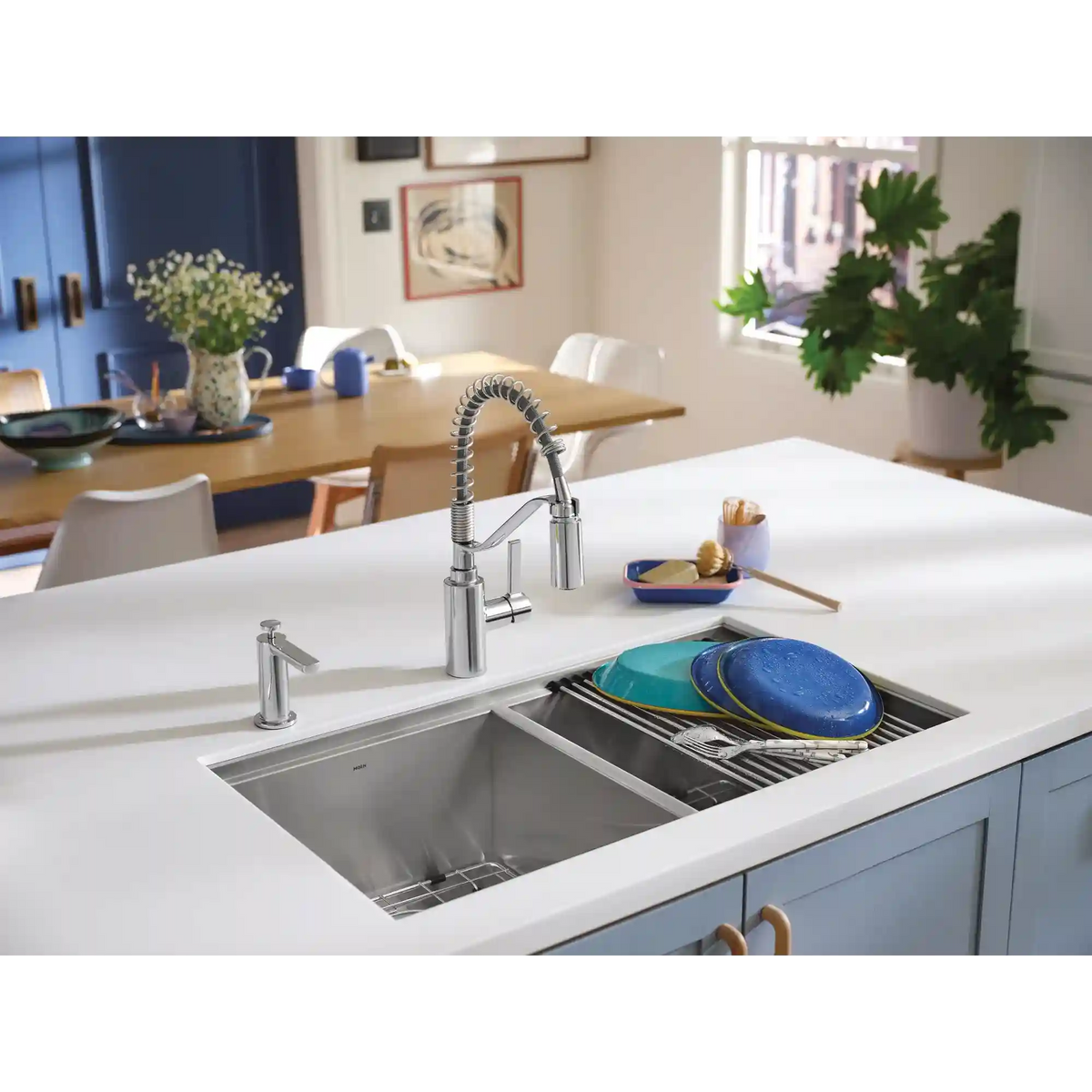 Luxe Chef 33" Workstation Steel Undermount Double Bowl Sink with Accessories