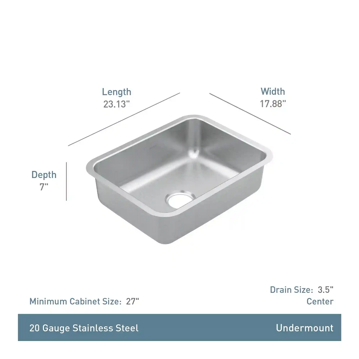 Prep 23" Steel Undermount Single Bowl Sink